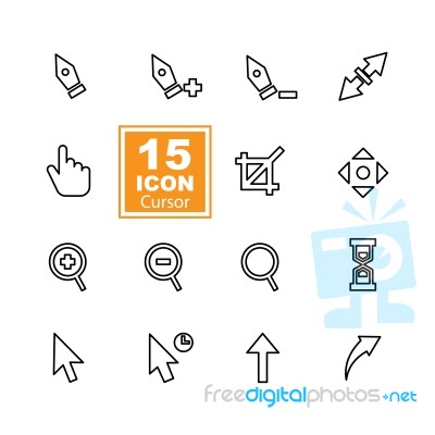 Cursor Icon Set On White Background Stock Image