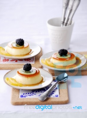 Custard Pudding Stock Photo