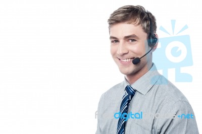 Customer Care Executive At Helpdesk Stock Photo