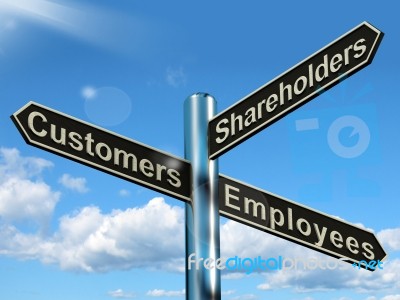 Customer Employee Shareholder sign Stock Image