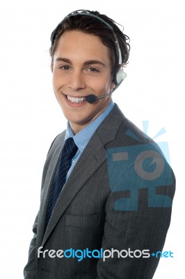 Customer Service Agent Smiling Stock Photo