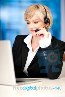 Customer Service Executive On Working Stock Photo