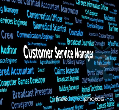 Customer Service Manager Indicates Clientele Clients And Head Stock Image