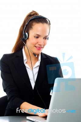 Customer Service Operator Woman Stock Photo