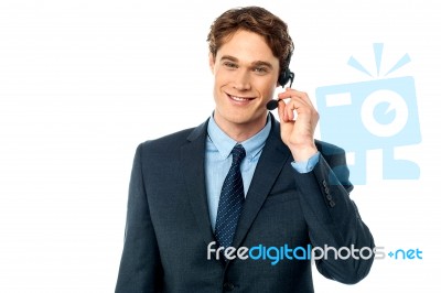 Customer Support Agent Assisting Customers Stock Photo