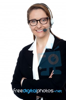 Customer Support Executive Posing Confidently Stock Photo