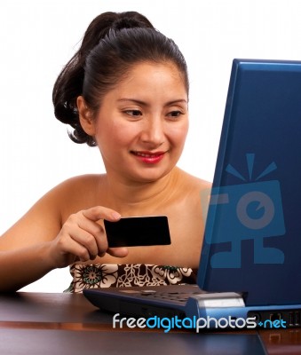 Customer Using Credit Card Stock Photo