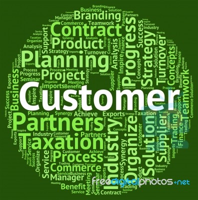 Customer Word Indicates Shopper Buyers And Client Stock Image