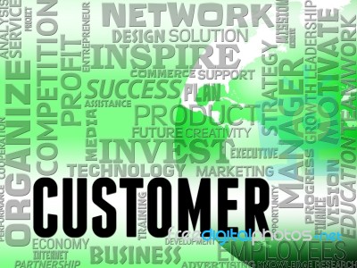 Customer Words Represents Buyers Consumer And Shopper Stock Image