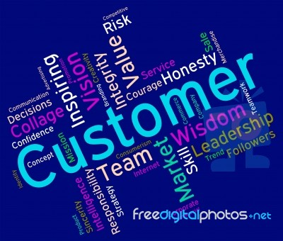 Customer Words Shows Patronage Consumers And Wordcloud Stock Image