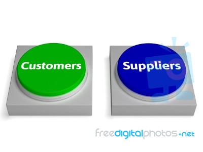 Customers Suppliers Buttons Shows Consumers Or Supplying Stock Image