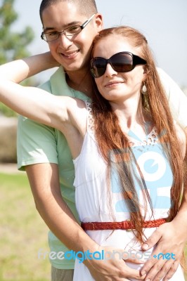 Cut Couple Hug Stock Photo