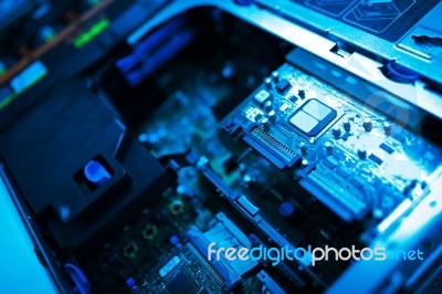 Cutcuit Electronic On Motherboard Stock Photo