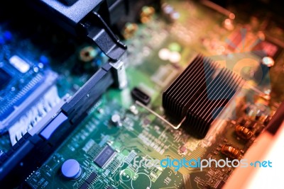 Cutcuit Electronic On Motherboard Stock Photo