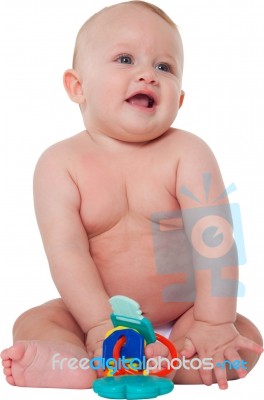 Cute Baby Boy With Toy Stock Photo