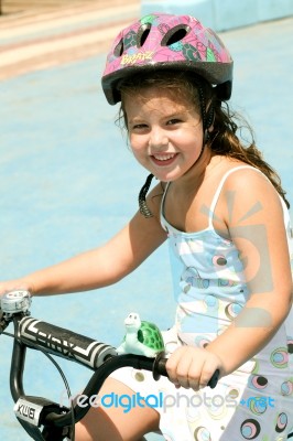 Cute Bicycle Rider Stock Photo