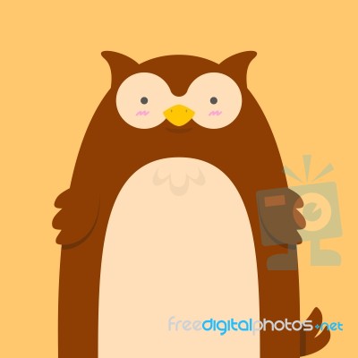 Cute Big Fat Brown Owl Stock Image