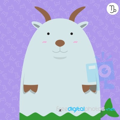 Cute Big Fat Capricorn Zodiac Cartoon Stock Image