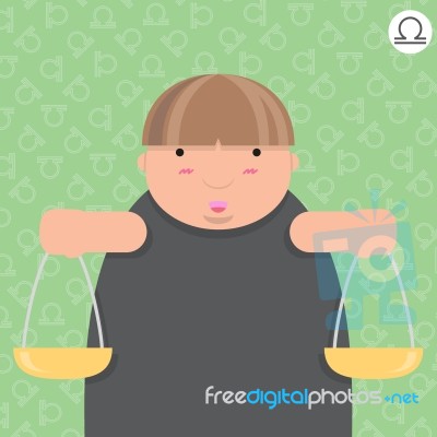 Cute Big Fat Libra Zodiac Cartoon Stock Image