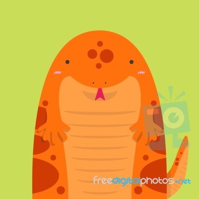 Cute Big Fat Red Salamander Stock Image