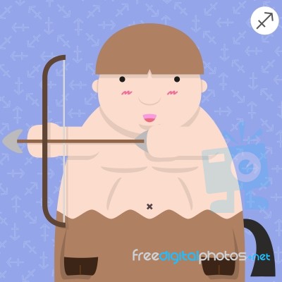 Cute Big Fat Sagittarius Zodiac Cartoon Stock Image