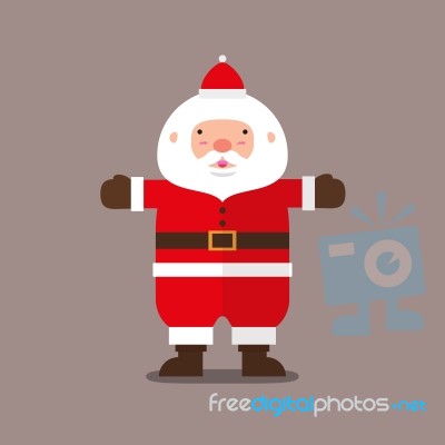 Cute Big Fat Santa Claus Flat Design Stock Image