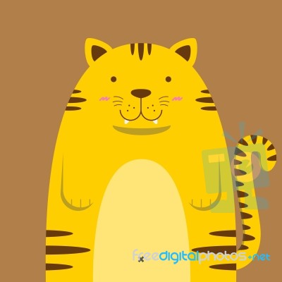 Cute Big Fat Tiger Stock Image