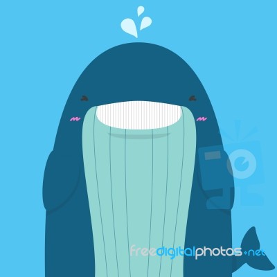 Cute Big Fat Whale Smile And Wink Stock Image