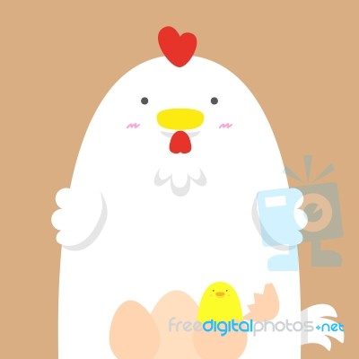 Cute Big Fat White Hen Stock Image