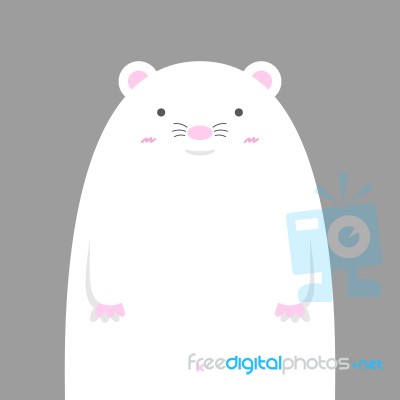 Cute Big Fat White Mouse Stock Image