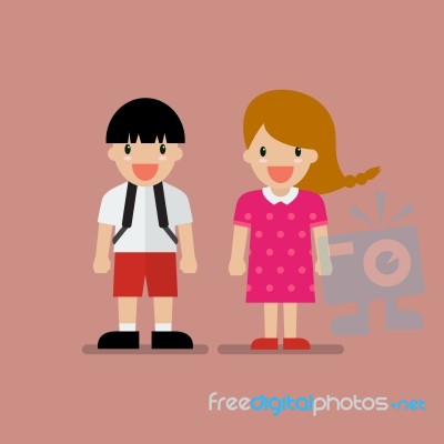 Cute Boy And Girl Stock Image