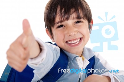 Cute Boy Showing Ok Sign Stock Photo