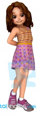 Cute Cartoon Girl Standing Stock Image