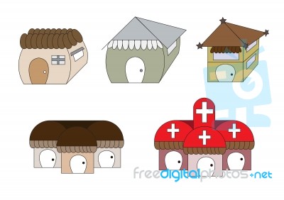 Cute Cartoon Houses Stock Image