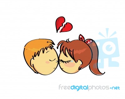 Cute Couple With Broken Heart Stock Image