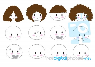 Cute Emotion Faces Stock Image