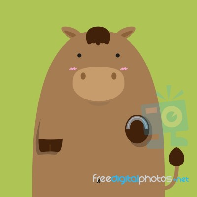 Cute Fat Big Brown Horse Stock Image