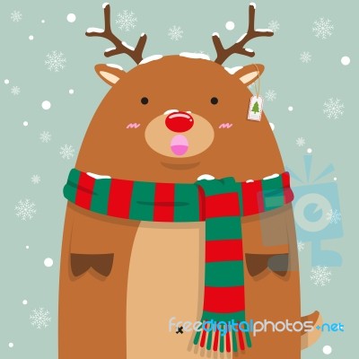 Cute Fat Big Reindeer Rudolf Stock Image