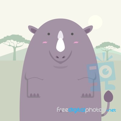 Cute Fat Big Rhino Stock Image