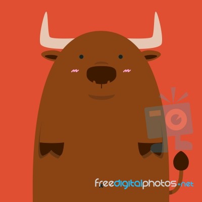 Cute Fat Big Spain Bull Stock Image