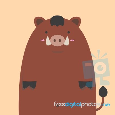 Cute Fat Wild Boar Pig Stock Image