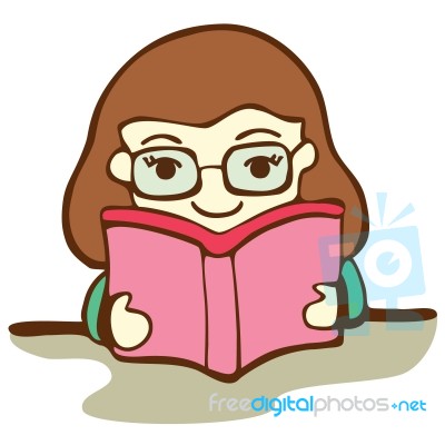 clipart girl reading
