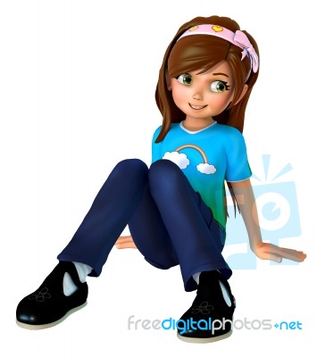 Cute Girl Sitting Stock Image