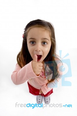 Cute Girl Thumbs Up Stock Photo