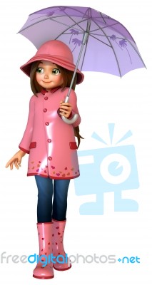 Cute Girl With Umbrella Stock Image