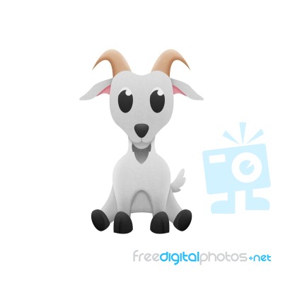 Cute Goat Is Animal Cartoon In Farm And Zoo Of Paper Cut Stock Image