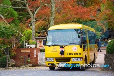 Cute Japan School Bus Stock Photo