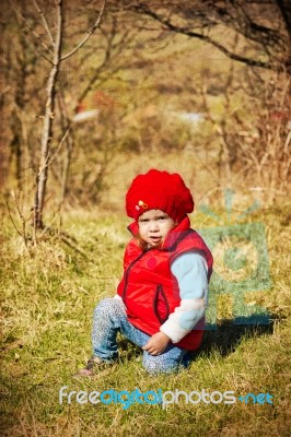 Cute Little Girl Outdoor Stock Photo