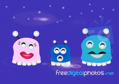 Cute Monster Family Stock Image