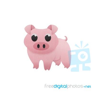 Cute Pig Is Animal Cartoon In Farm Of Paper Cut Stock Image